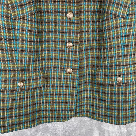Talbots Plus Jacket 18W Green Plaid Wool Blend Gold Button Holiday Old Money - Picture 4 of 14